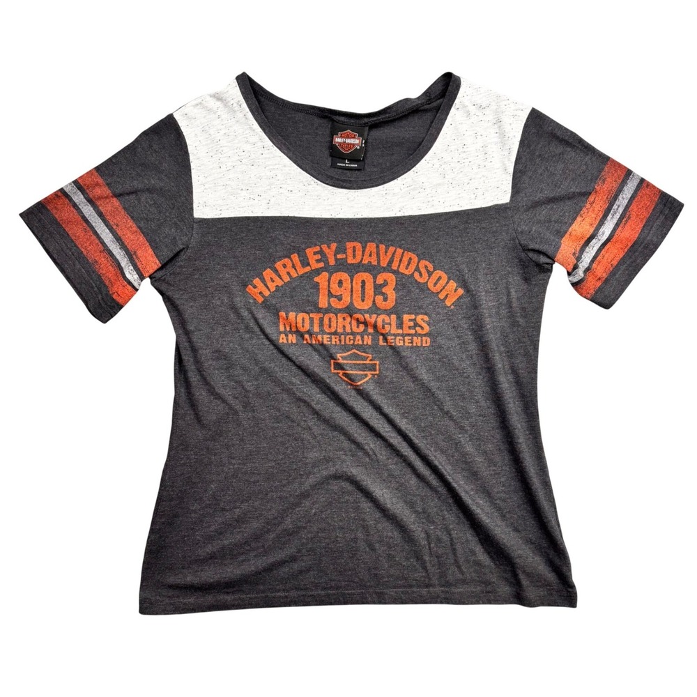 Harley-Davidson 1903 Motorcycles Sturgis SD Gray Graphic‎ T-Shirt Womens Large